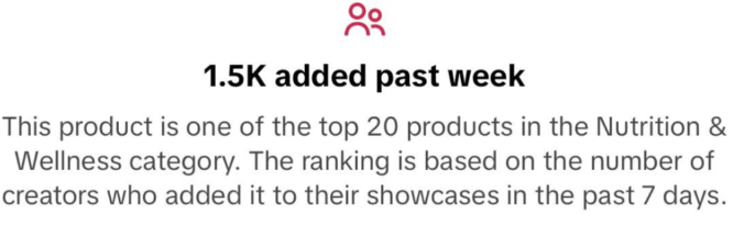 TikTok Shop badge confirming top 20 product in the Nutrition and Wellness category